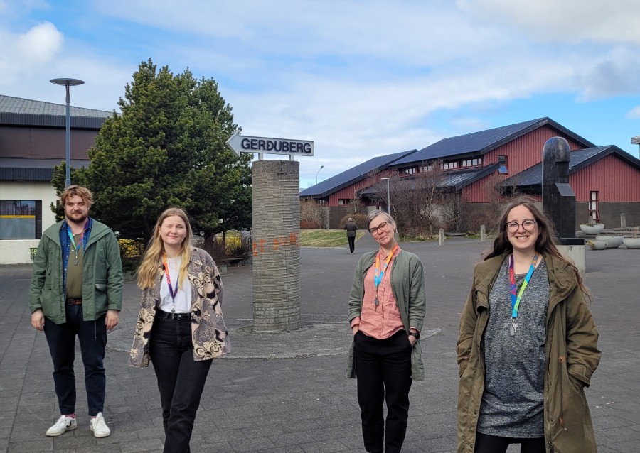 Lukas Bury with the project team of Gerðuberg calling: Svanhildur, Ilmur and Martyna